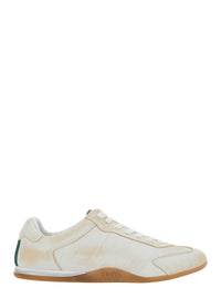 Gucci Women White Sneaker 'Elan' Low Top With Web Detail On Tongue And Suede Heel For Women