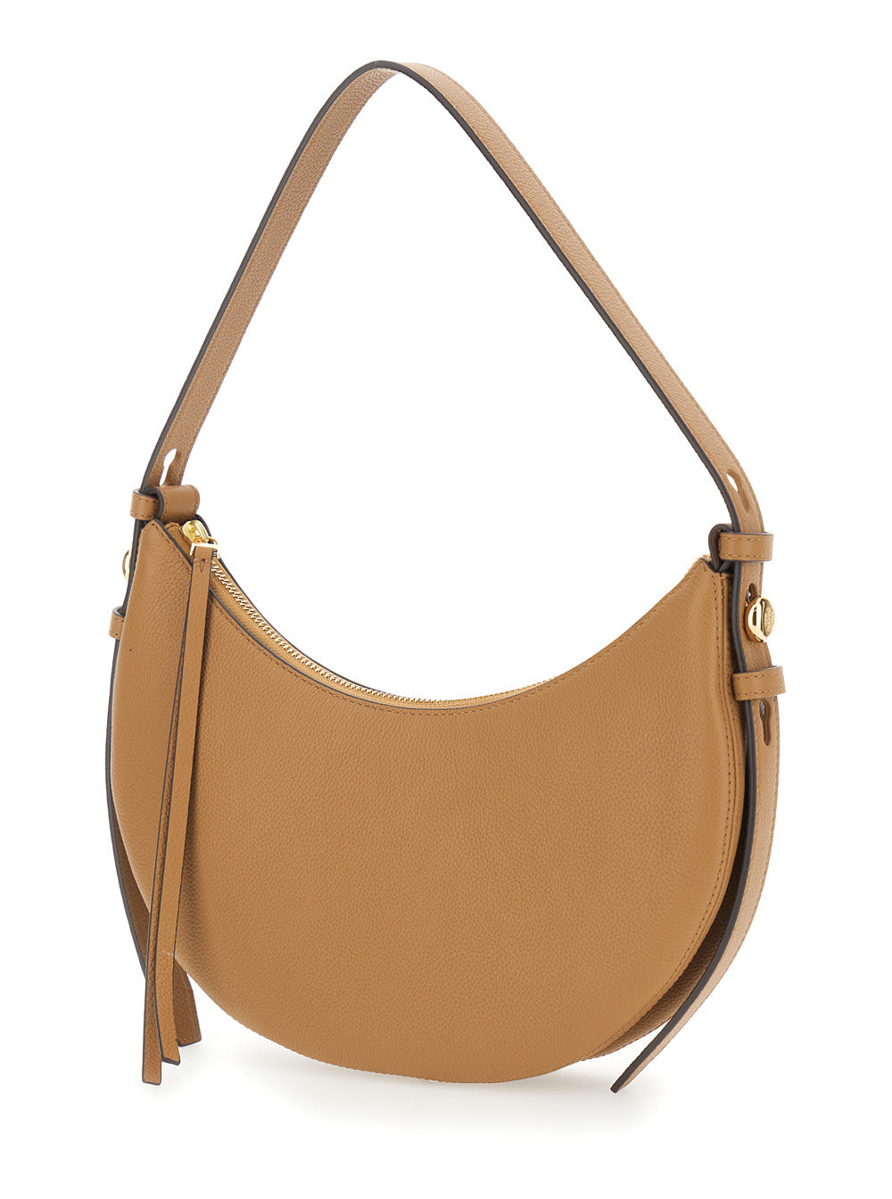 TORY BURCH Tory Burch Women 'Romy Half Moon' Beige Shoulder Bag With Adjustable And Removable Shoulder Strap In Grained Leather Woman