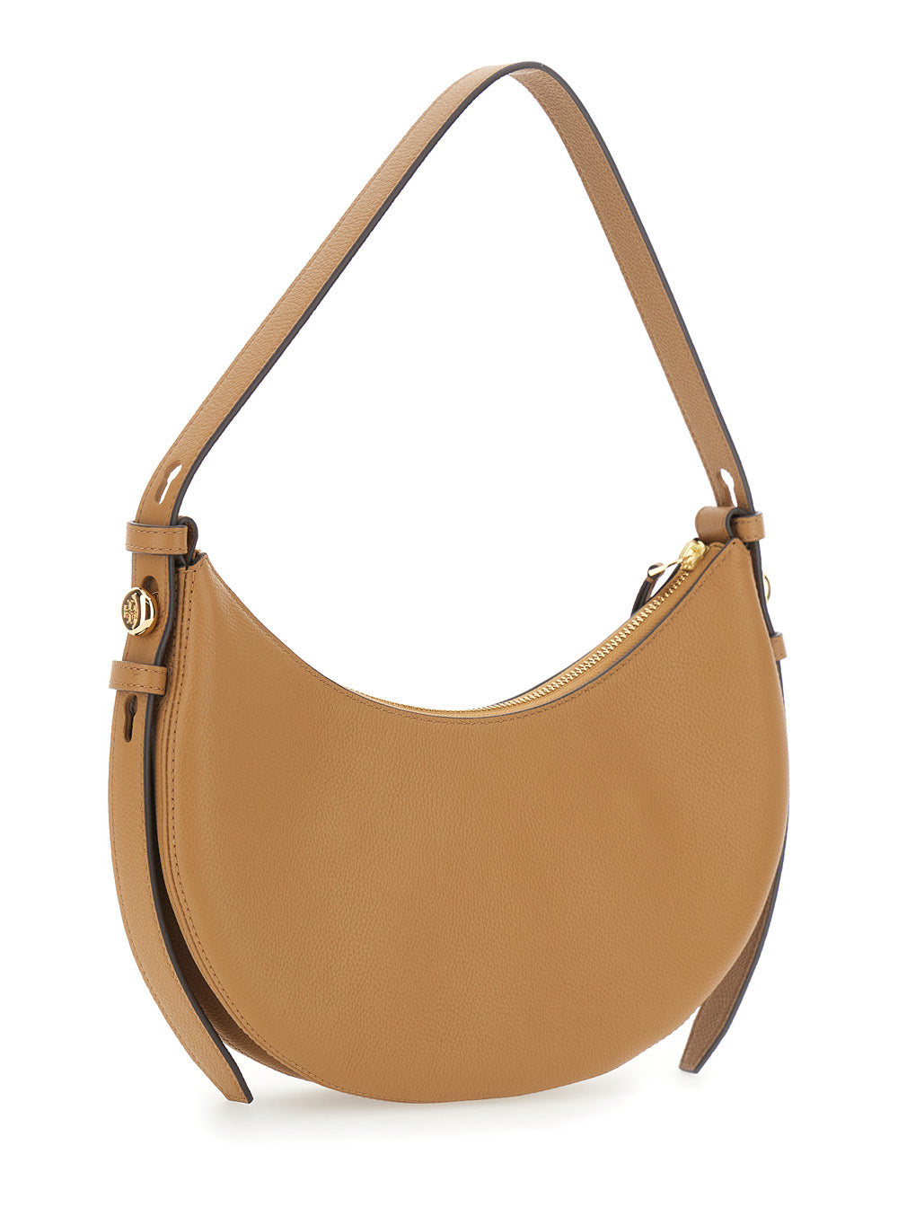 TORY BURCH Tory Burch Women 'Romy Half Moon' Beige Shoulder Bag With Adjustable And Removable Shoulder Strap In Grained Leather Woman