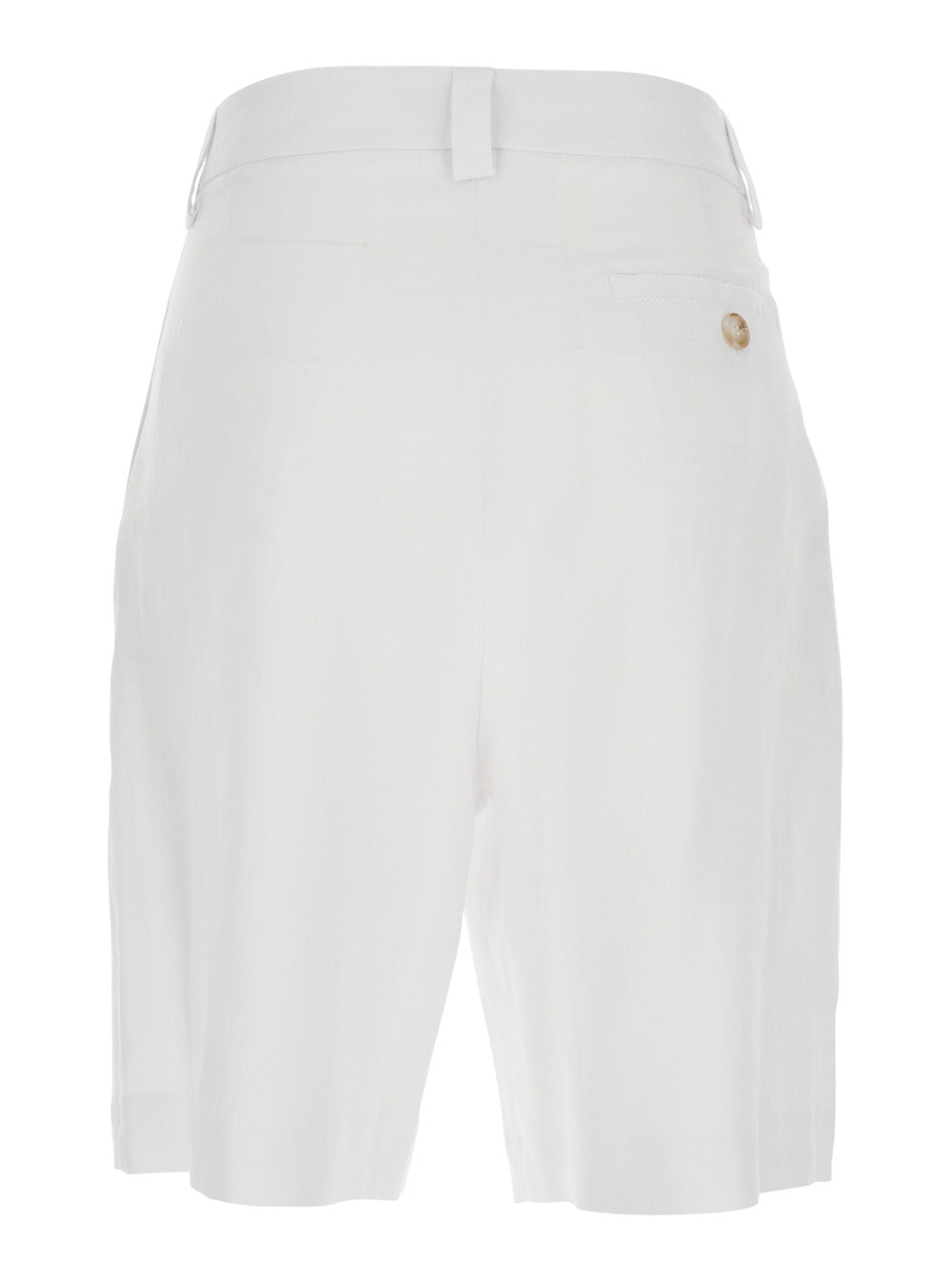 Leplain Women White Bermuda With Front Pleates In Linen For Women