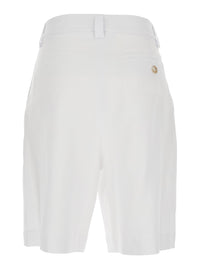 Leplain Women White Bermuda With Front Pleates In Linen For Women