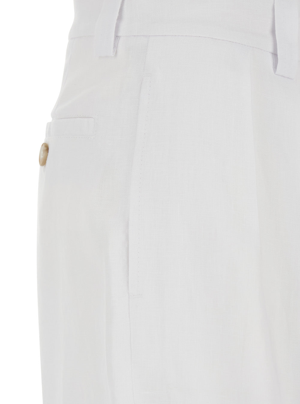 Leplain Women White Bermuda With Front Pleates In Linen For Women