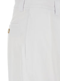 Leplain Women White Bermuda With Front Pleates In Linen For Women