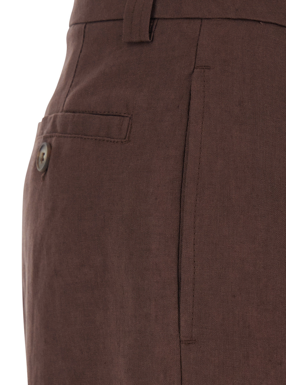 Leplain Women Brown Linen Front Pleated Shorts For Women