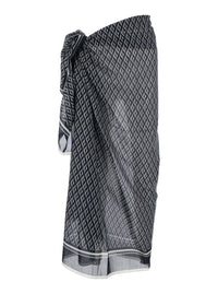 Tom Ford Men Black And White Asymmetrical Pareo With Geometric Motif In Cotton For Men