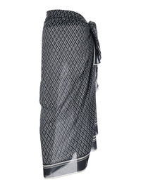 Tom Ford Men Black And White Asymmetrical Pareo With Geometric Motif In Cotton For Men