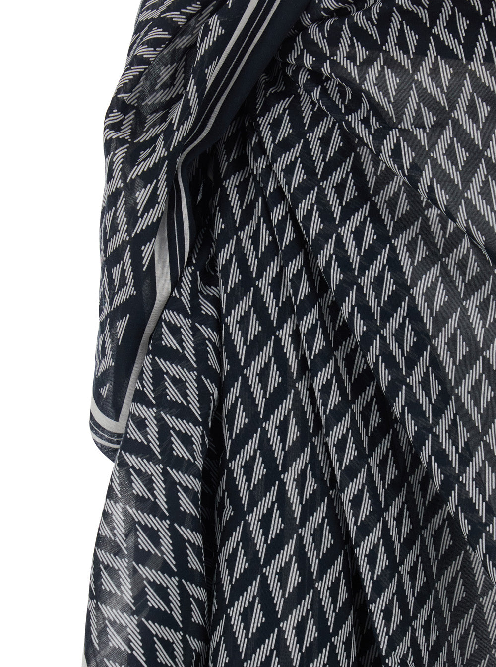 Tom Ford Men Black And White Asymmetrical Pareo With Geometric Motif In Cotton For Men