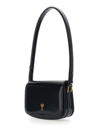 AMI PARIS Ami Paris Women 'Paris Paris' Black Shoulder Bag With Adjustable Strap And Adc Plate On Front In Leather For Women