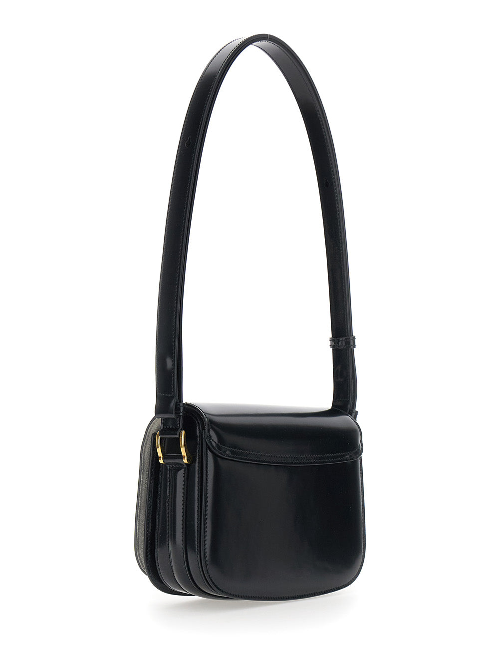 AMI PARIS Ami Paris Women 'Paris Paris' Black Shoulder Bag With Adjustable Strap And Adc Plate On Front In Leather For Women