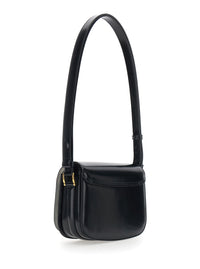 AMI PARIS Ami Paris Women 'Paris Paris' Black Shoulder Bag With Adjustable Strap And Adc Plate On Front In Leather For Women