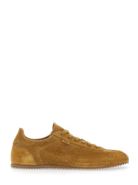 AMI PARIS Ami Paris Men Brown Sneakers With Perforated Design And Embossed Logo On The Back In Suede Man