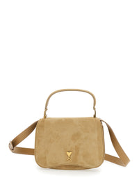 Ami Paris Women 'Paris Paris' Beige Handbag With Adc Patch On The Front And Adjustable And Removable Suede Strap Woman