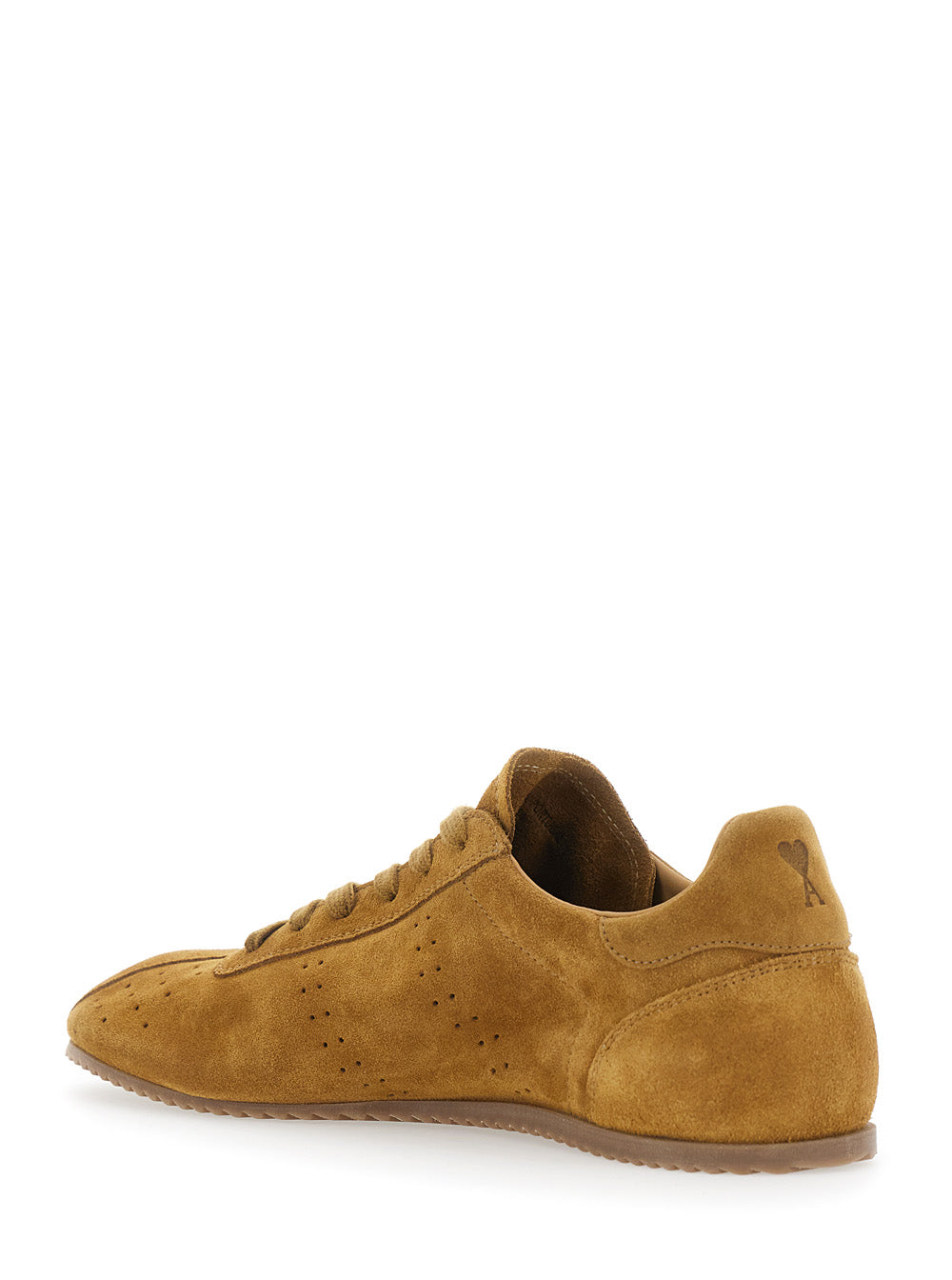 AMI PARIS Ami Paris Men Brown Sneakers With Perforated Design And Embossed Logo On The Back In Suede Man