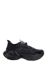 Fendi Women Black Sneaker 'F-Light' Low Top With Ff Motif On The Side And Chunky Sole In Mesh And Leather For Women