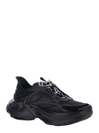 Fendi Women Black Sneaker 'F-Light' Low Top With Ff Motif On The Side And Chunky Sole In Mesh And Leather For Women
