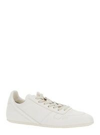 Rick Owens Men White Low Top Sneaker With Round Toe And Lace-Up Closure In Leather For Men