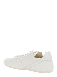 Rick Owens Men White Low Top Sneaker With Round Toe And Lace-Up Closure In Leather For Men