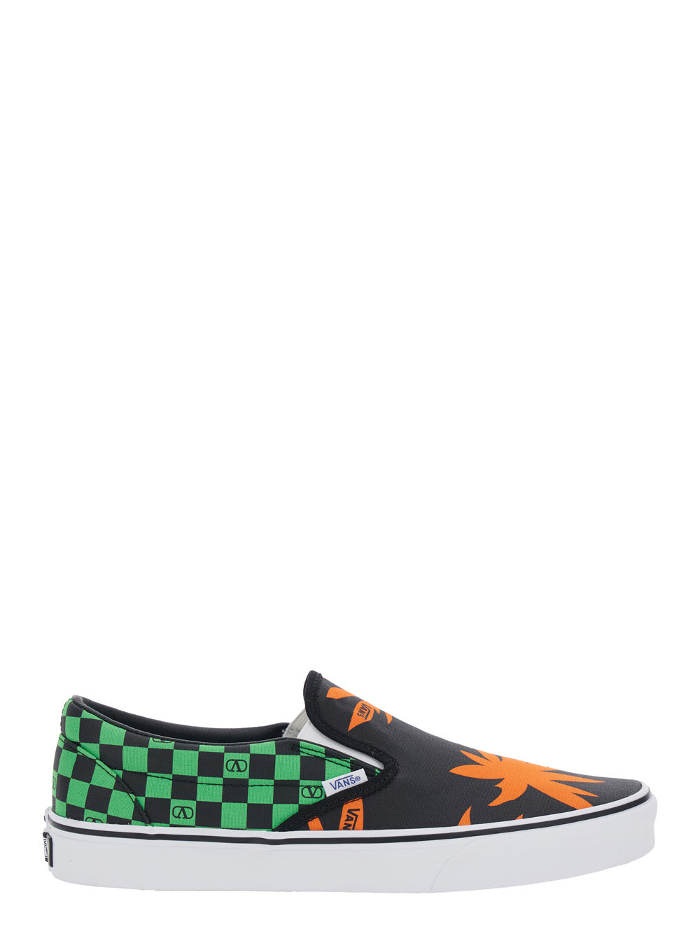 Valentino Garavani Men Multicolor Low Top Sneaker With Check Motif With Vlogo Print And Palm Print And Logo Lettering In Cotton Man