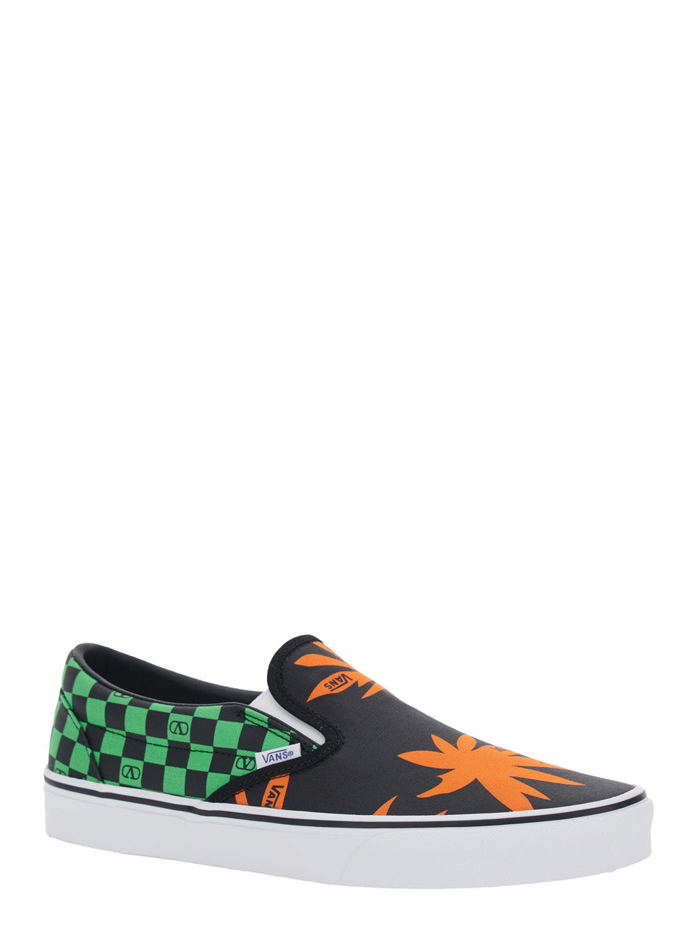 Valentino Garavani Men Multicolor Low Top Sneaker With Check Motif With Vlogo Print And Palm Print And Logo Lettering In Cotton Man