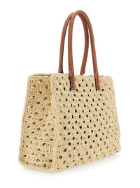 Versace Women 'La Medusa' Beige Tote Bag With Medusa Logo Plate And Removable Logo Pendant In Raffia For Women