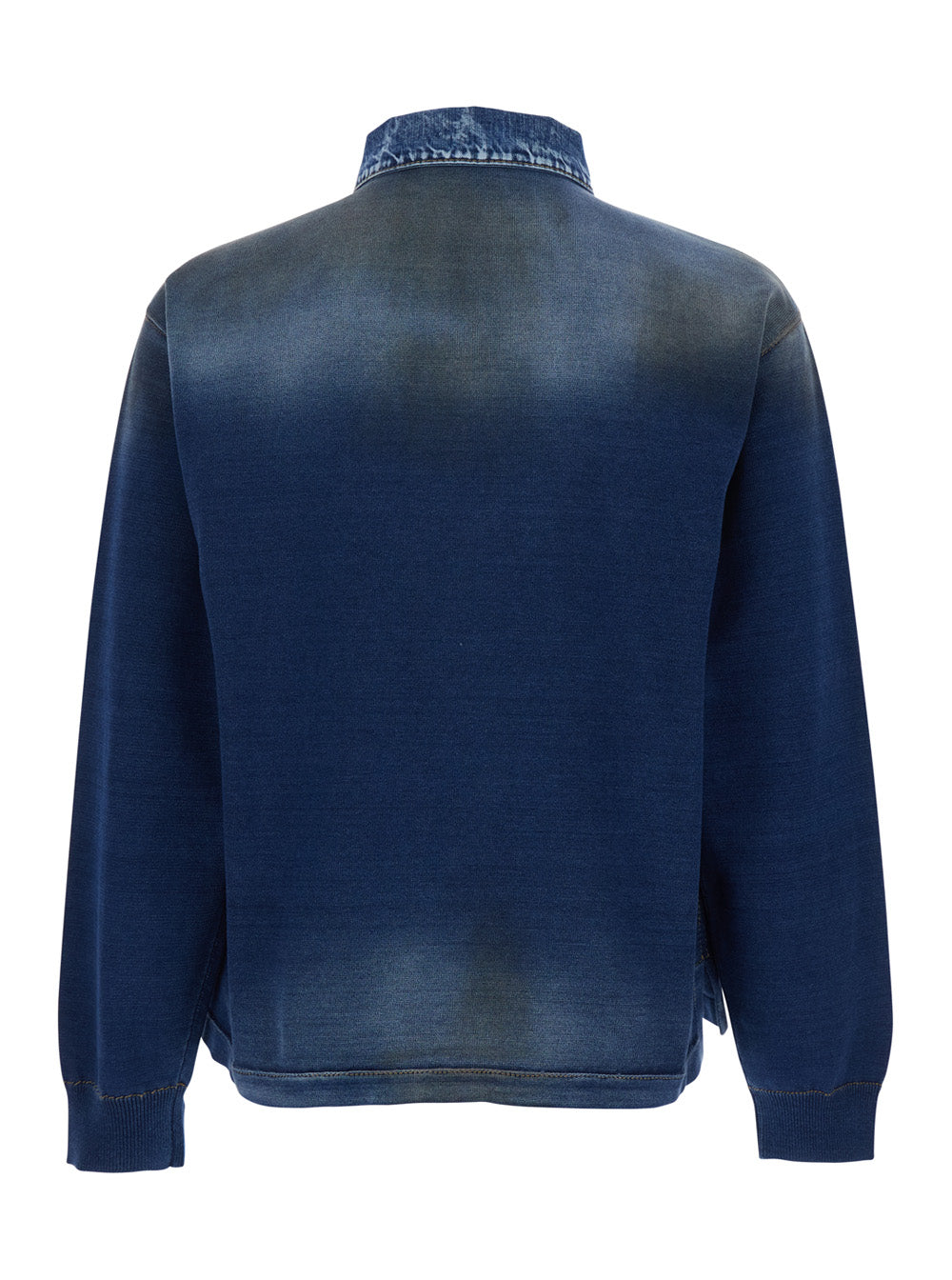Dsquared2 Men Blue Sweatshirt With Polo-Shirt Style Collar And Faded Effect In Cotton For Men