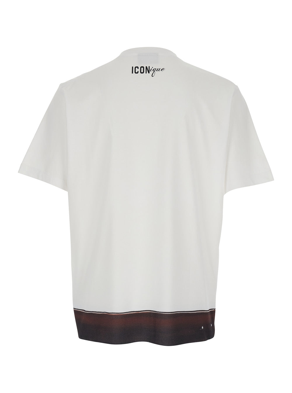 Dsquared2 Men White Crew Neck T-Shirt With Front And Back Print In Cotton For Men