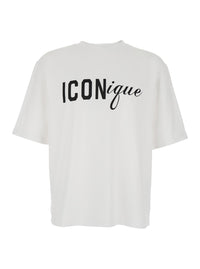 Dsquared2 Men White Crew Neck T-Shirt With Maxi Logo On The Front In Cotton For Men