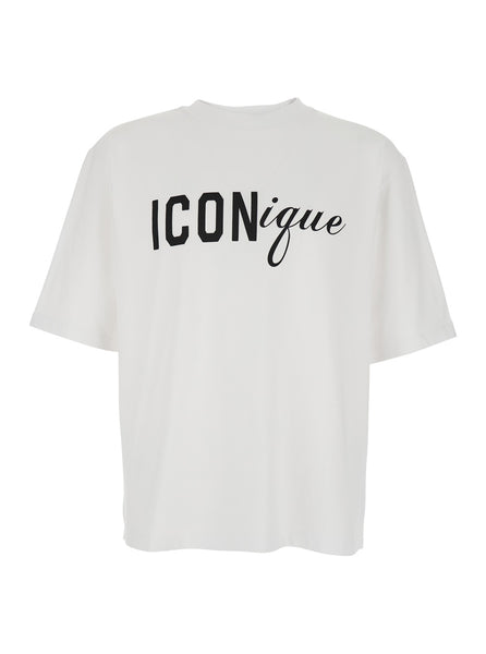 新品 DSQUARED2 Tシャツ ホワイト Sサイズ Dsquared2 Men White Crew Neck T-Shirt With Maxi Logo On The Front