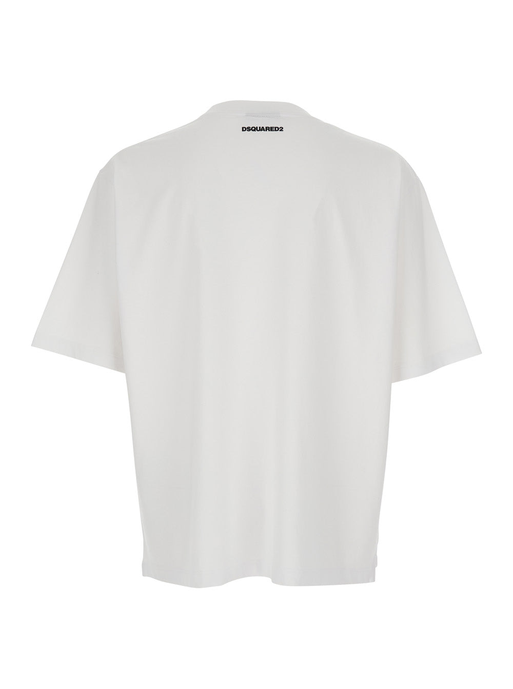 Dsquared2 Men White Crew Neck T-Shirt With Maxi Logo On The Front In Cotton For Men