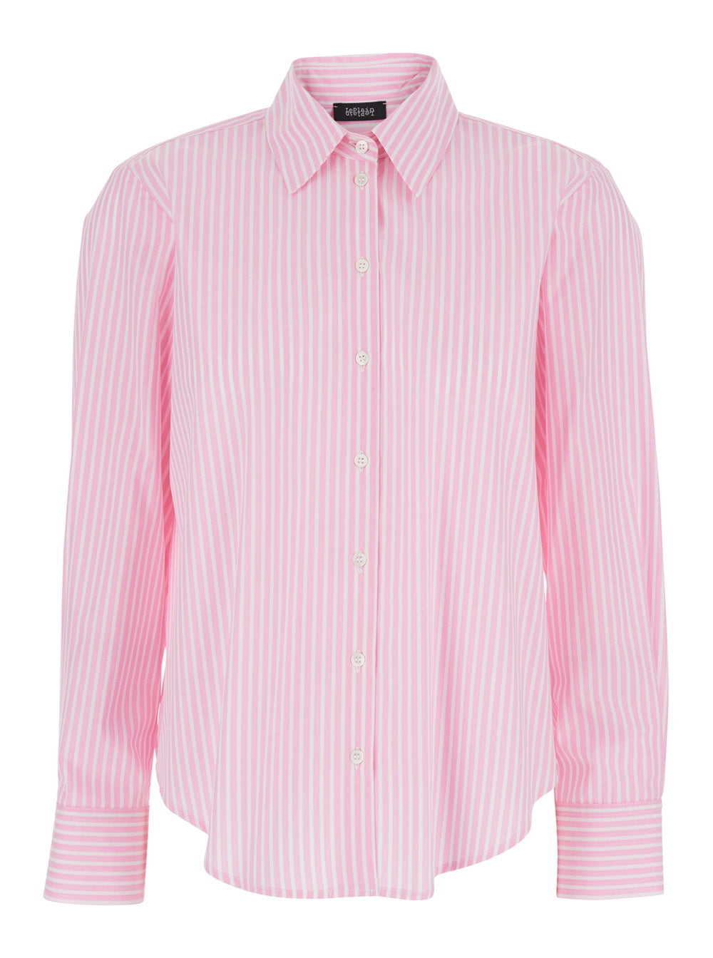 Leplain Women Pink Shirt With Classic Collar And Striped Motif In Cotton Woman