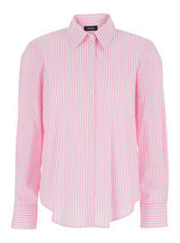 Leplain Women Pink Shirt With Classic Collar And Striped Motif In Cotton Woman