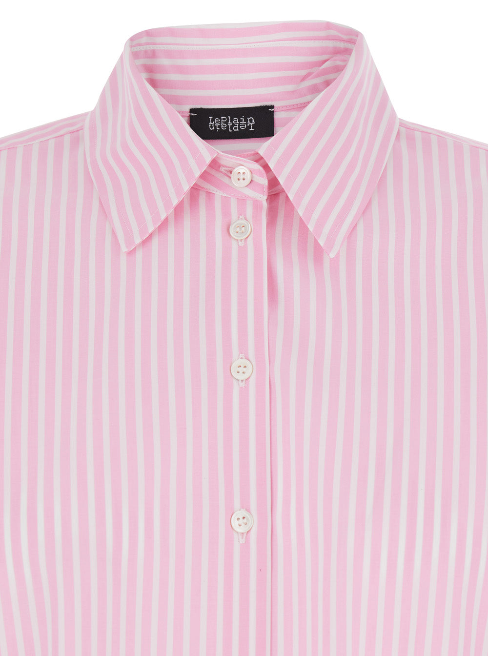 Leplain Women Pink Shirt With Classic Collar And Striped Motif In Cotton Woman
