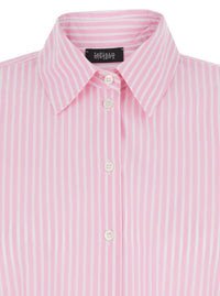Leplain Women Pink Shirt With Classic Collar And Striped Motif In Cotton Woman