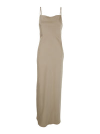 Leplain Women Beige Dress Long With Thin Straps And Pendants On The Back In Tech Fabric Women