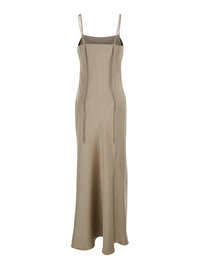Leplain Women Beige Dress Long With Thin Straps And Pendants On The Back In Tech Fabric Women