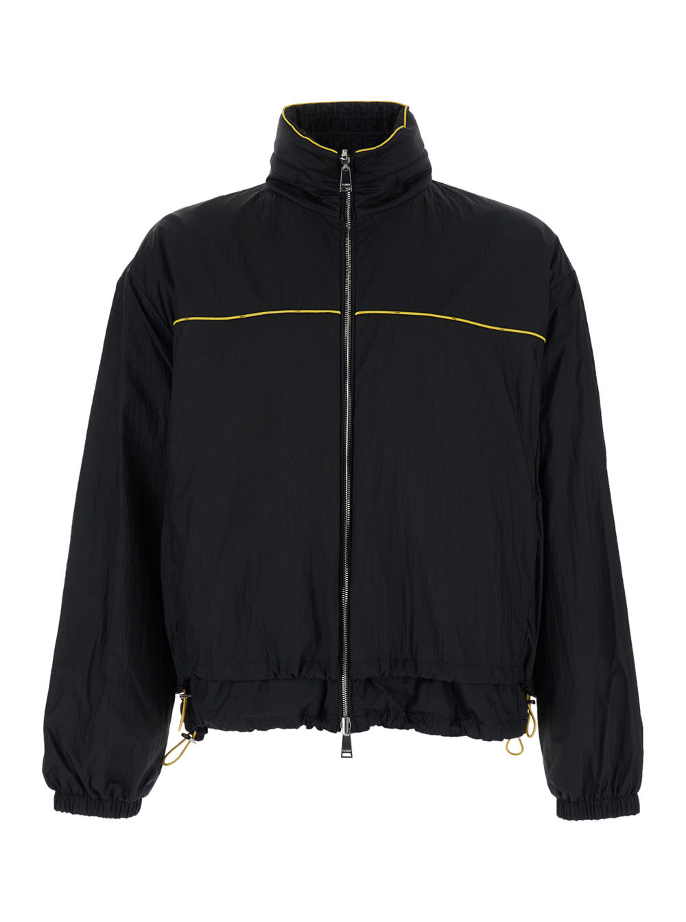 Fendi Men Black Reversible Jacket With Ff Details In Tech Fabric For Men