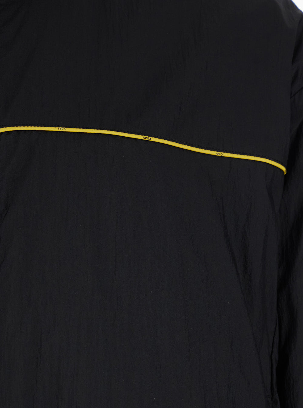 Fendi Men Black Reversible Jacket With Ff Details In Tech Fabric For Men