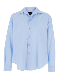 Fendi Men Light Blue Shirt With Classic Collar In Cotton For Men