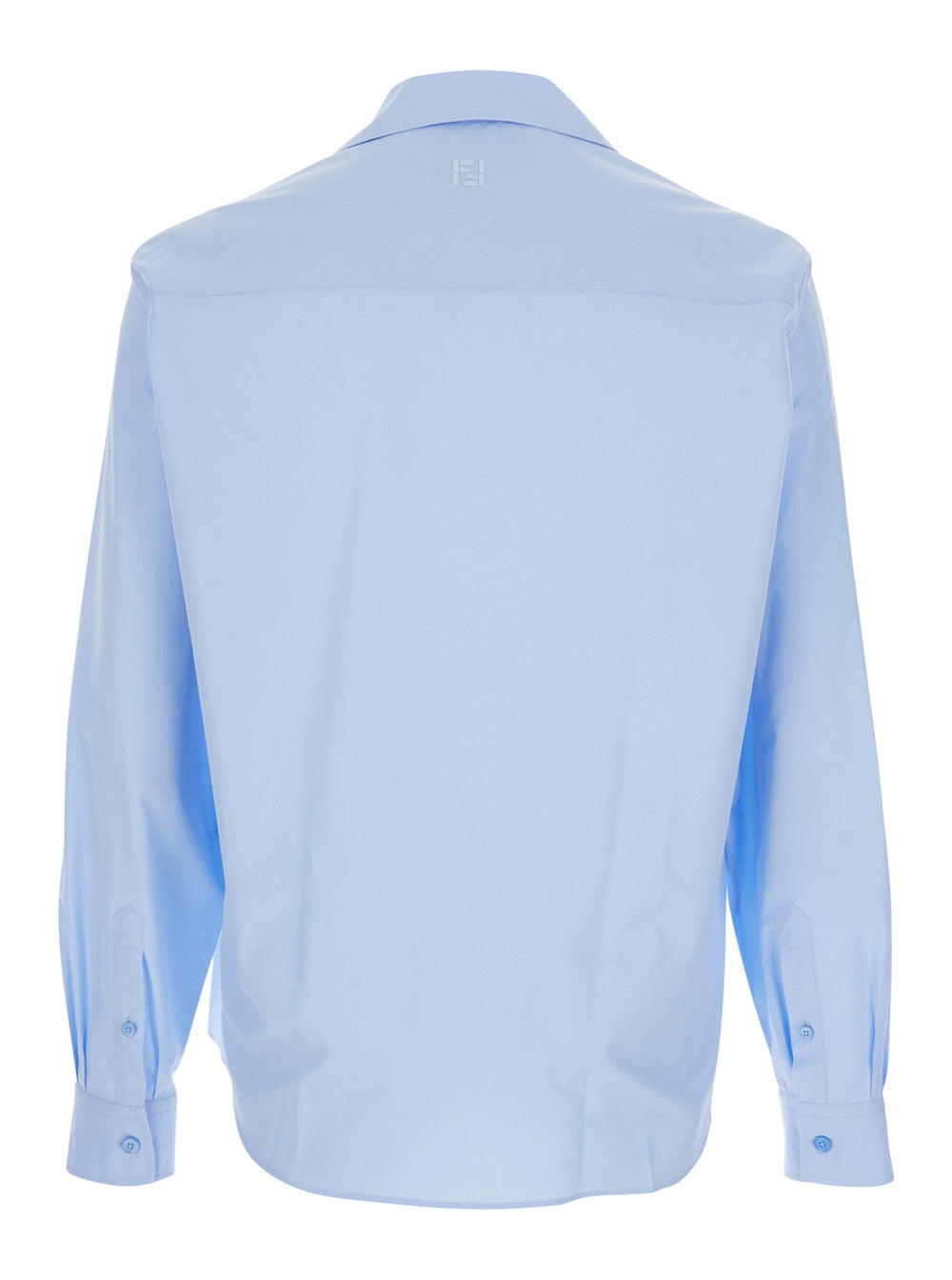 Fendi Men Light Blue Shirt With Classic Collar In Cotton For Men