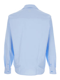 Fendi Men Light Blue Shirt With Classic Collar In Cotton For Men