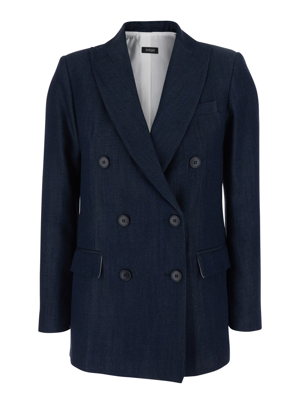 Leplain Women Double-Breasted Jacket With Peak Revers In Blue Tech Fabric For Women