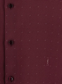 SAINT LAURENT Saint Laurent Men Bordeaux Long-Sleeved Shirt With Classic Collar And Micro Polka Dot Pattern In Silk For Men