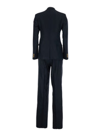 Tagliatore Women Blue Double-Breasted Suit In Linen Blend For Women