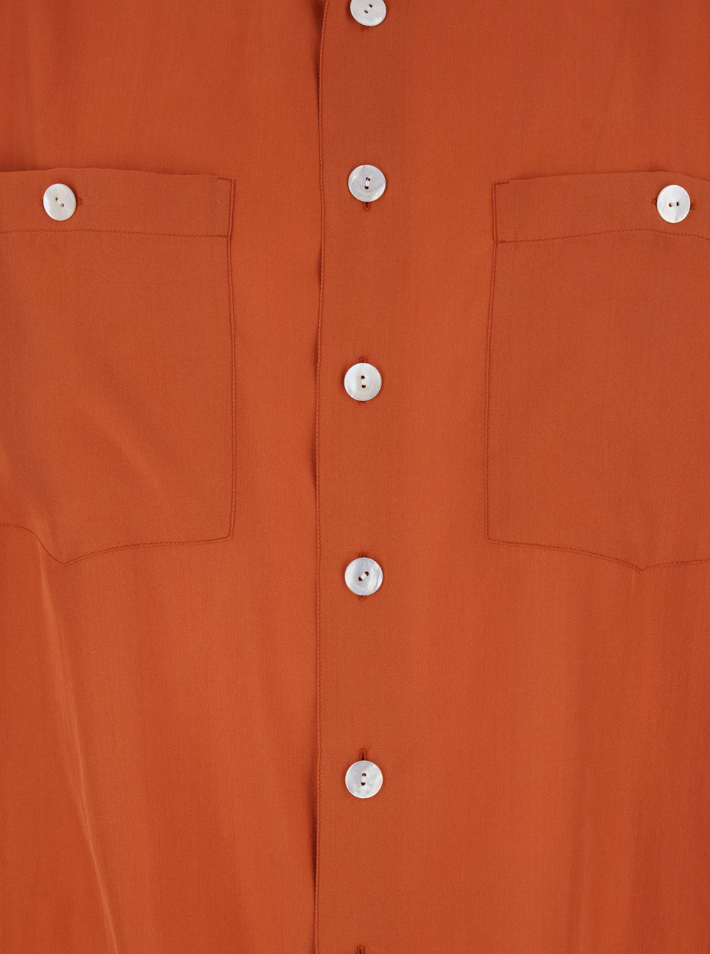 Saint Laurent Men Orange Silk Classic Collar Shirt For Men