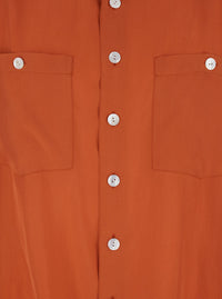 Saint Laurent Men Orange Silk Classic Collar Shirt For Men