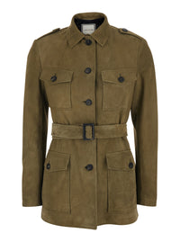 TAGLIATORE Tagliatore Women Single-Breasted Jacket With Classic Collar And Green Leather Belt For Women