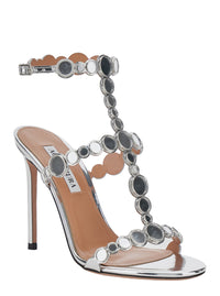 AQUAZZURA Aquazzura Women 'Afterglow' Metallic Sandals With Adjustable Straps And High Stiletto Heel In Leather For Women