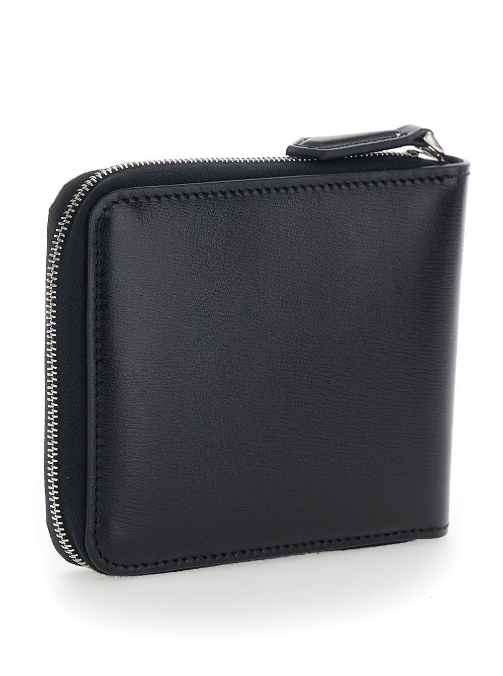 Fendi Men Black Card Holder With Zip Closure And Front Logo In Leather For Men
