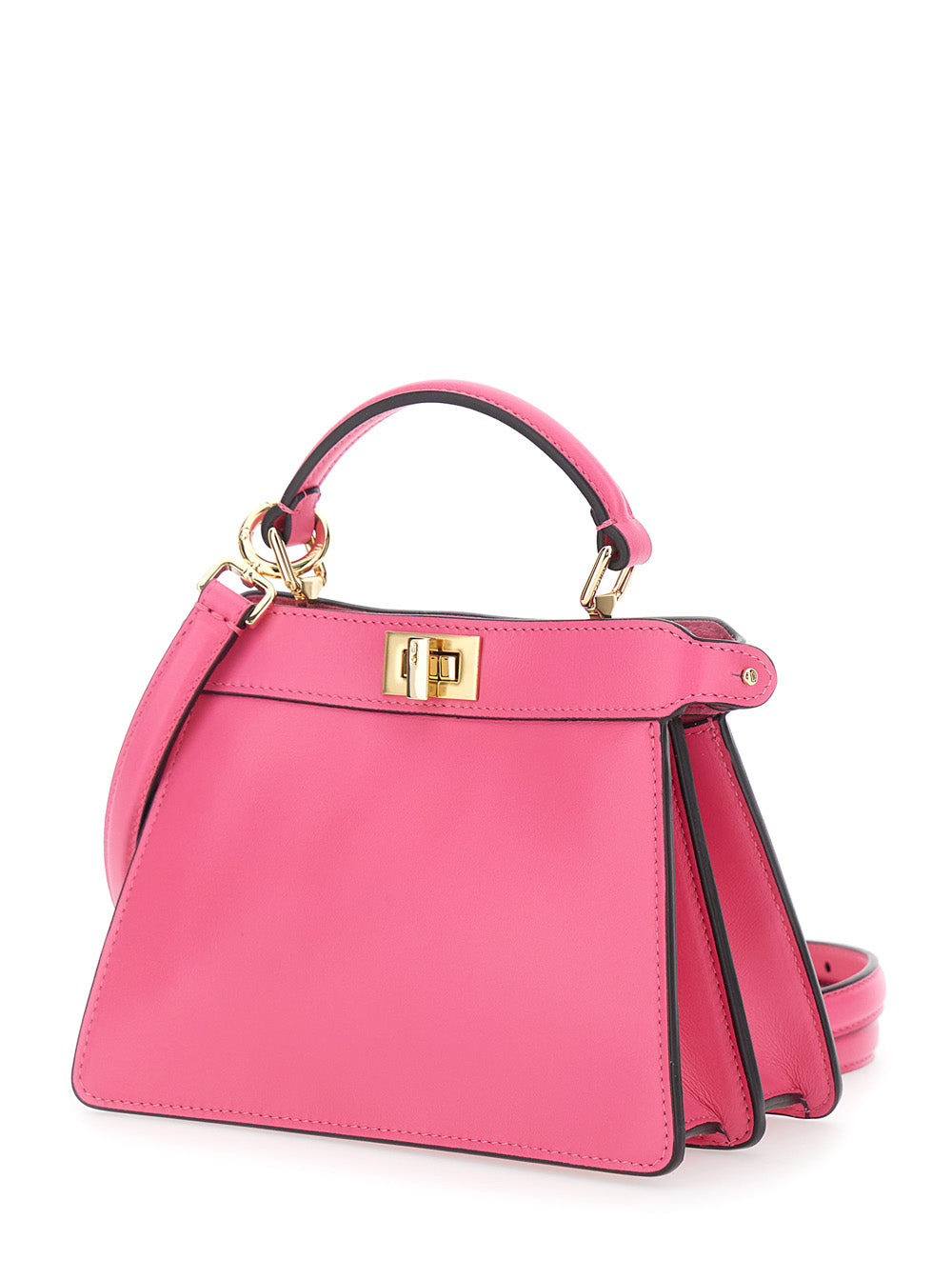 Fendi Women Pink Handbag 'Peekaboo Iseeu Petite' With Turn Lock In Garnet Leather For Women