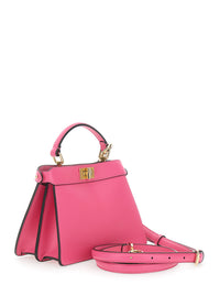Fendi Women Pink Handbag 'Peekaboo Iseeu Petite' With Turn Lock In Garnet Leather For Women